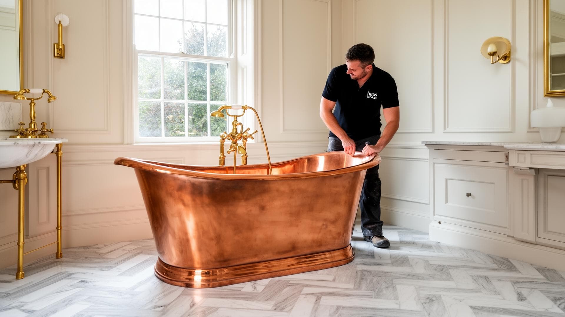 Freestanding copper bath · Surrey